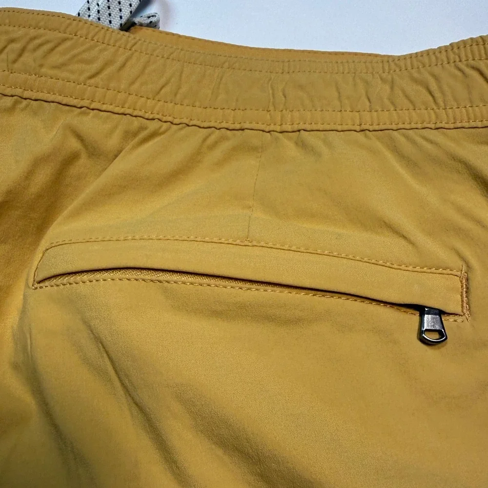 J.Crew Mens Swim Trunks Mustard Yellow Mesh Lined Board Shorts Size 38